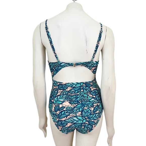 CUPSHE Lush Leaves One Piece Swimsuit Bathing Suit SZ S - Picture 7 of 13